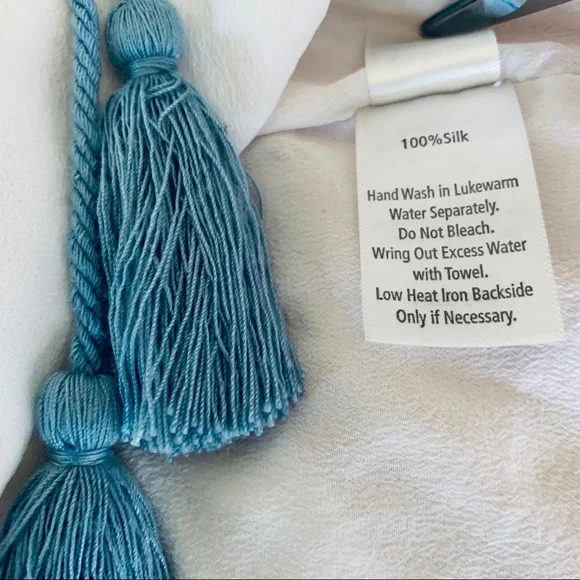 ECRU RAINBOW SILK TUNIC TOP WITH TUSSLES - Picture 12 of 16